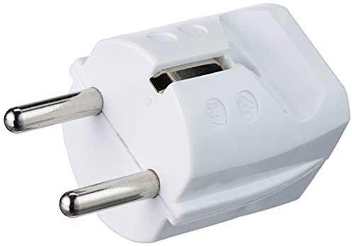 Meister Fiche avec contact de protection - Plastique - Blanc - 250 V - 16 A - Section de câble maximale 2,5 mm² - IP20 intérieur - Introduction droite/fiche Schuko avec décharge de traction /