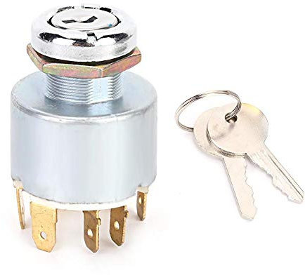 Interruptor de encendido universal, 12V 4 posiciones (estacionamiento/apagado/encendido/encendido) La cerradura del interruptor de encendido se suministra con 2 llaves