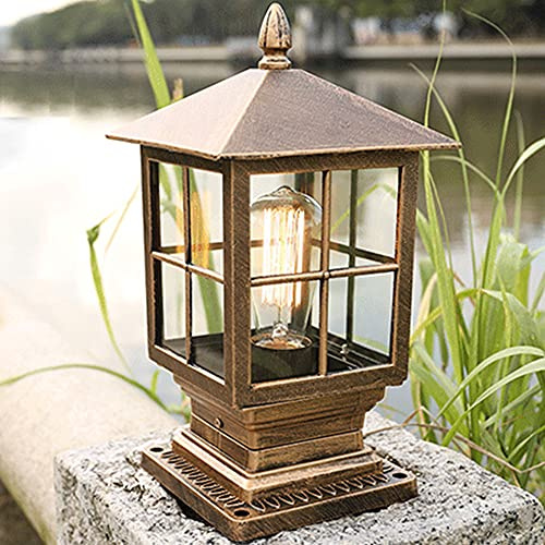 ChaoZan Outdoor Post Lights - Antique Style Street Lamp with Copper Aluminum Frame, Path Light Torch, IP55, 230V / E27