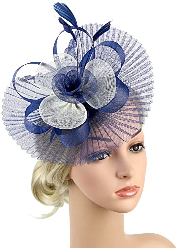 Chapeau Bibis Femme Elégantes Fascinator Chapeau Nuptiale en Maille Plumes Épingles à Cheveux Accessoires Coiffure Mariage Voilette Serre-tête pour Cocktail Mariage Photographe Fête