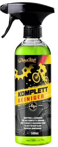 ShinyChiefs BIKE KOMPLETTREINIGER - Kraftvoller Fahrradreiniger mit materialschonender Formel - Fahrrad Spray zur Fahrradreinigung für Mattlacke, Carbon, Kunststoff, Aluminium und Gummi, 500ml