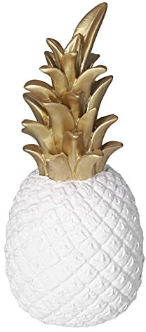 Natudeco Decoración De Piña De Resina Escultura De Piña Escritorio De Estilo Nórdico Estatua Decorativa Decoración De Fruta De Resina con Almohadilla De Pie Inferior (Blanco)