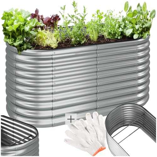 tectake® Lit de Jardin Carré Potager de Jardin surélevé, Bac à semis Jardiniere en Acier galvanisé résistant à la Rouille Serre de Jardin Jardiniere Exterieur Grande Taille 160x80x80 cm