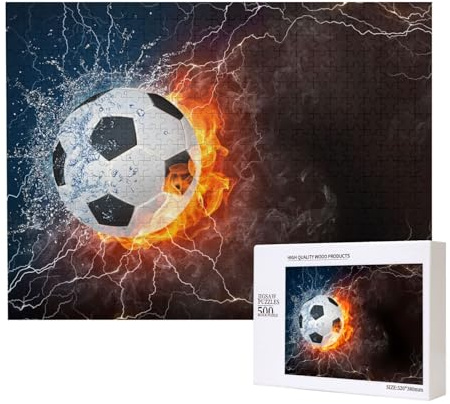 Cold Water Fire Football,500 Pieces Wooden Jigsaw Family Game Jigsaw Puzzles for Adults Teens Home Decor