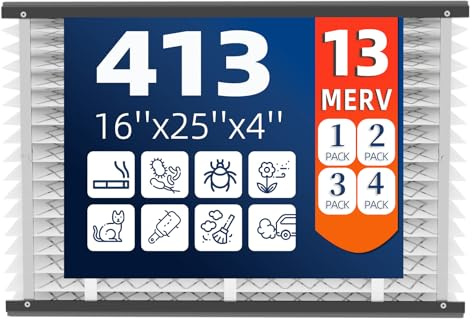 2-pack 413 ersättningsluftfilter, MERV 13, faktisk storlek: 40 x 71 x 10 cm, nominell storlek: 16 x 25 x 4, HVAC ugnsfilter, kompatibel med AprilAire-modeller 4400, 3413, 2416, 2413, 1610, 1413