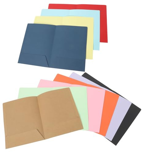FOMIYES Lot de 10 Dossiers Porte-Documents A4 en Papier Épais avec Double Pochettes, Pochettes de Classement Couleur Mixte, Dossiers Réutilisables pour Bureau, École et Maison, Rangement