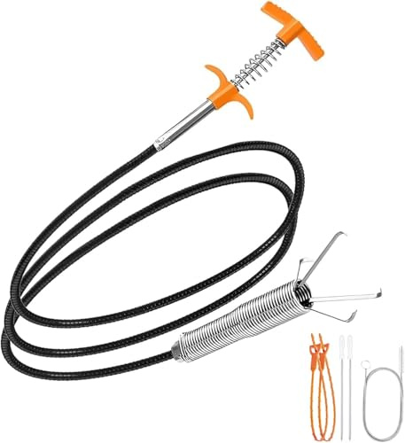 160 cm hurón desatascador de tubería, hurón profesional para fregadero, kit de eliminación de pelo de ducha, pinza para garras flexible para trabajar en espacios estrechos, juego de 6