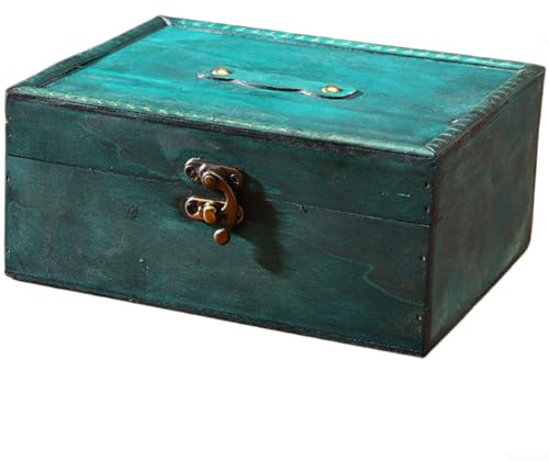 MeevrgR Te förvaringsbox i trä med lås – smyckes- och tillbehörsorganiserare med klassisk design för vardagsrumsdisplay(C)