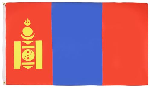 AZ FLAG - Bandera Mongolia - 150x90 cm - Bandera Mongola 100% Poliéster Con Ojales de Metal integrados - 110g - Colores Vivos Y Resistente A La Decoloración