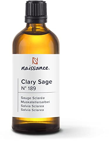 Naissance Olio Essenziale di Salvia Sclarea (No. 189) 100ml - 100% puro, naturale, cruelty free, vegano e non diluito - per l'uso in aromaterapia e diffusori - Aroma erbaceo