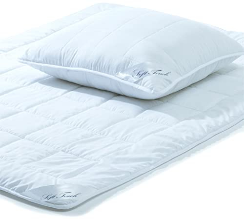 aqua-textil Soft Touch Bettdecke Ganzjahresdecke 135 x 200 cm Set inkl 1x Kopfkissen 80 x 80 cm Winter Sommer Steppdecke Oeko-TEX