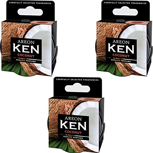 Areon Ken - Lot de 3 désodorisants de voiture ou de maison, couleur marron, senteur noix de coco