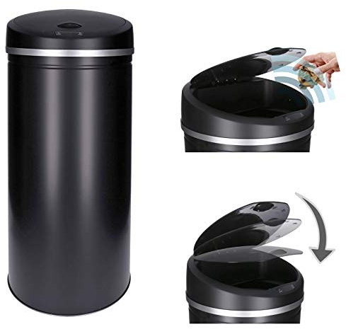 GEORGES - Pattumiera con sensore, 30 l, 40 l, 50 l, in acciaio INOX laccato (nero, 30 litri)