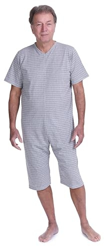 FERRUCCI Pijama Tutone Sanitario Comfort Manga Corta Pantalón Corto 1 Cremallera/Zip Detrás Espalda Estivo, gris, Large