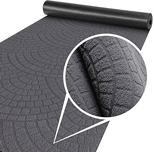 ANRO Teppich Läufer Küchenläufer Küchenteppich Läufer Flur Teppich Velours rutschfest waschbar für Flur, Schlafzimmer, Wohnzimmer, Küche Davis Anthrazit 67 x 180cm