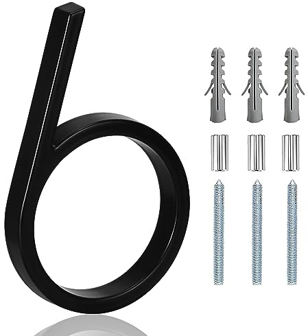 5 Floating Stainless Steel Address House Number, Modern Metal Anti-Rust House Numbers with Nail Kits for Door Garden Mailbox Decor Visibility Signage (6)