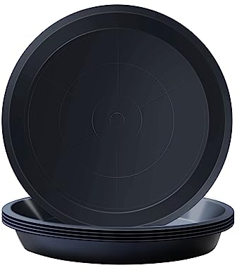 Kunjocy Pack of 5 Black Plant Pot Saucers, 16 CM Round Plant Pots Trays Garden Plant Saucer Plant Plastic Plate Pot Tray for Garden Indoor Outdoor Fit Plant Pot up to 13 CM (Black, Outer 16 CM)