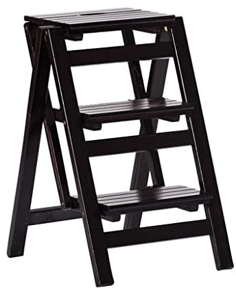Kitchen Step Stools Plant Racks 3 Step Stool Ladder for Adults & Kids Wooden Folding Stepladder Wood Small Foot Stools Indoor Portable Shoe Bench/Flower Rack