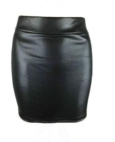 Prime fashions Womens Sexy PU Mini Skirt Faux Leather - Office Wear, PartyClub Wear (as8, Numeric, Numeric_14, Regular, Regular) Black