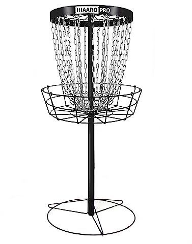 HIAARO Disc Golf Basket, Portable Disc Golf Target with Heavy Duty 24 Chains, Professional Disc Golf Basket Set
