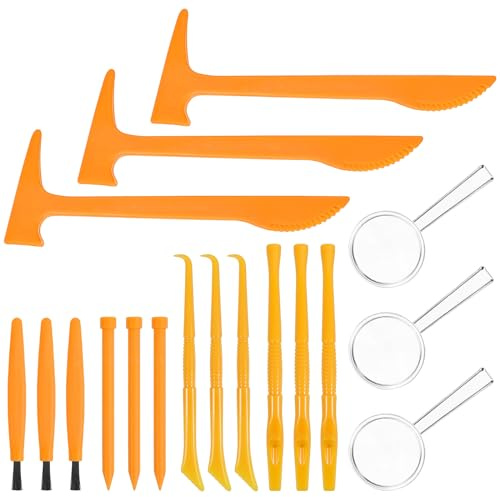 BESTonZON Lot de 3 outils de creusement pour tout-petits - Kit d'excavation de dinosaures - Pinceau, marteau - Loupe - Jouet d'exploration de jouets scientifiques - Jeu de rôle