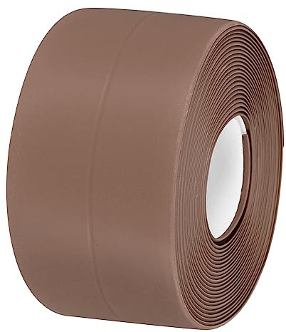 sourcing map 1 Stück Selbstklebend Kantenschutz Leisten - 3.2m x 38mm x 0.8mm(LxWxH) Flexible Zierleisten Sockelleiste Weichsockelleiste für Türen, Fenster, Wände, Küche, Fliesen - Braun