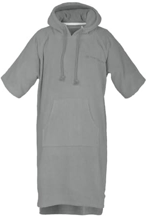 TOM TAILOR Surf Poncho für Damen und Herren, S-M, 100% Baumwolle/ Frottier, Badeponcho mit Kapuze, Bauchtasche und Logostickerei, Grau (Moody Grey)
