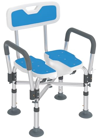 FIVMEN Duschstuhl Duschhocker für Senioren Badhocker Höhenverstellbar mit Rillendesign und Gekreuztes Aluminium-Rahmen Badezimmerhocker Duschsitz Badewannensitz bis 200kg für die Dusche