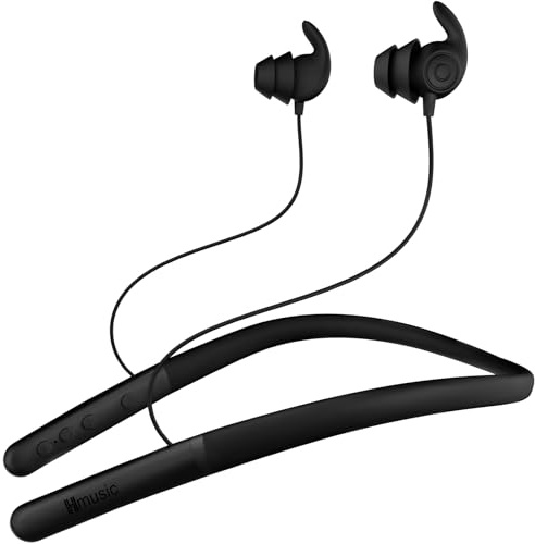 Hmusic HS88 Bluetooth Sleep Earphones for Side Sleepers, Flat/Thin Noise-blocking Sleep Earbuds, Soft & Comfortable Wireless Neckband Headphones for Sleeping Yoga Workout Travel Relax (Black)
