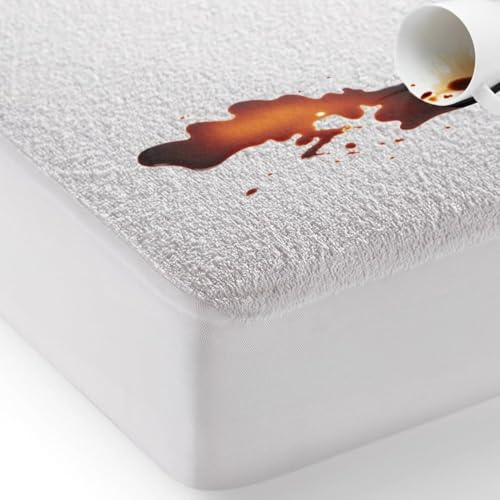 Bed'Ore 100% Waterproof Mattress Protector Terry Top - Deep 30cm Fitted Skirt - Mattress Protector Double Bed - Super Absorbent - Double (137x190) cm - Pack of 2