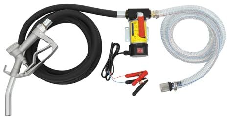 Pompe Diesel Automatique 45 L/min, Pompe Gasoil Électrique, Gasoil Electrique pour Transfert 3600 rpm, Pompes à Carburant Auto-Aspirant avec Débitmètre, pour Voitures, Camions-Citernes (200W DC12V)