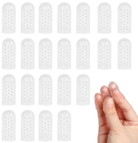 KEQAR 20 Pezzi Protezione per Dita in Gel di Silicone, Copridita Traspiranti per Ferite, Vesciche e Sollievo dal Dolore, Finger Sleeves in Materiale Innovativo (Trasparente)