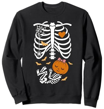 Halloween Squelette Bébé Grossesse Fille Enceinte Femme Sweatshirt