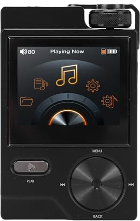 Fockety Lettore MP3, Schermo LCD da 2 Pollici Lettore HiFi Lossless DSD FLAC Lettore Musicale Digitale Portatile con Piccola Scheda di Memoria da 64 GB per Viaggi All'aperto