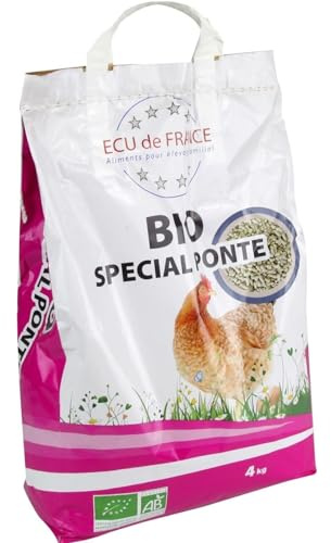 ECU DE France Aliment Granulés Ponte Bio pour Volailles d'Élevage Familial, 4 kg, Sac Plastique, France - Lot de 3