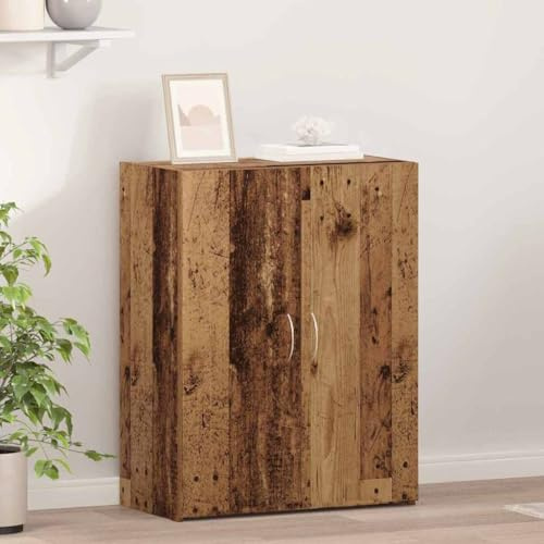 Ordellia Kontorsskåp med hylla svart ekutseende av trämaterial, 70 x 32 x 77,5 cm, med 2 gångjärnsdörrar, 1 hylla, 80 kg lastkapacitet för kontor, arbetsrum, hemmakontor och arkiv