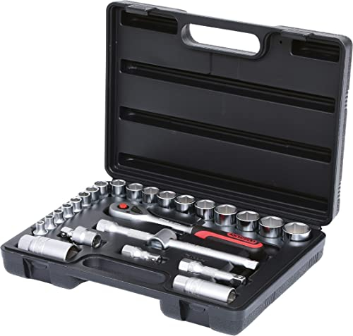 KS Tools 911.0626 3/8 Zoll Steckschlüssel-Satz | inklusive Umschaltknarre, 45-Zahn | matt satiniert | 26-tlg.