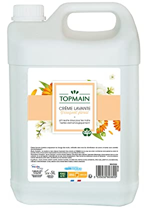 TOPMAIN - Crème lavante main Formule nettoyante, hydratante et adoucissante - Ingrédients d'origine naturelle - Parfum Floral - 5L - Fabrication française