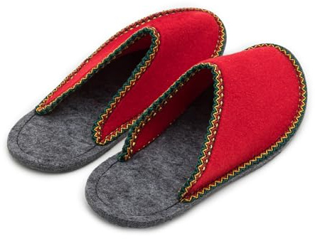 Pantoffelmann pantofole per ospiti con bordo I Rosso I Taglia 36/39 I Pantofole in feltro comode I Traspiranti con suola in feltro I Calde per donna e uomo