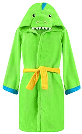 WYTbaby Bademantel Kinder Teenager Mädchen Jungen 100% Baumwolle Kapuze Strandtücher Starke Wasseraufnahme 3-5 Jahre, Grün