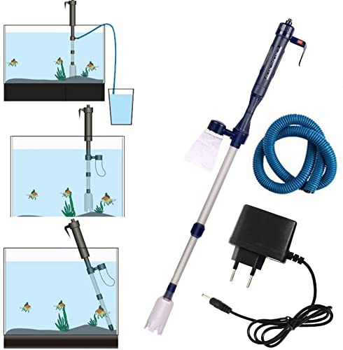 WANGCL Batteria elettrica Automatica Kit per la Pulizia della Ghiaia dell'acquario Filtro sifone con rondella per Sabbia Fresca adattata con Adattatore