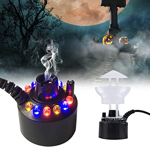 Roserrose Brumisateur à Ultrasons, 12 Led Three Color Gradient Atomiseur Mist Maker Brumisateur D'Eau Avec Protection Anti-éClaboussures Amovible Pour Fontaine D'Eau ChaudièRe Halloween