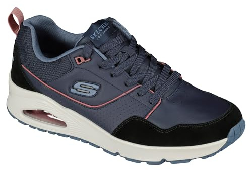 Skechers Men's Uno Retro One Sneaker, Navy Leather and Suede/Duraleather/Mesh, 7 UK