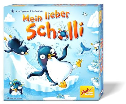 Zoch Mein Lieber Scholli - Lustiges Pinguin-Wettrennen mit Eisrutsche, Würfelspiel mit Schubsen & Fischesammeln, Antarktis-Abenteuer für Familien, 2-4 Spieler ab 6 Jahren