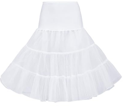 Wikoan Jupon sous Robe Femme Années 50 A-Ligne Tutu Jupons pour Femmes Rockabilly Jupe Tulle Fond de Jupe Blanc XL