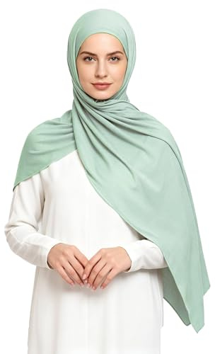 Lina & Lily Non-see-through Premium Jersey Modal Hijab Head Scarf Shawl Wrap for Muslim Women (Mint Green)