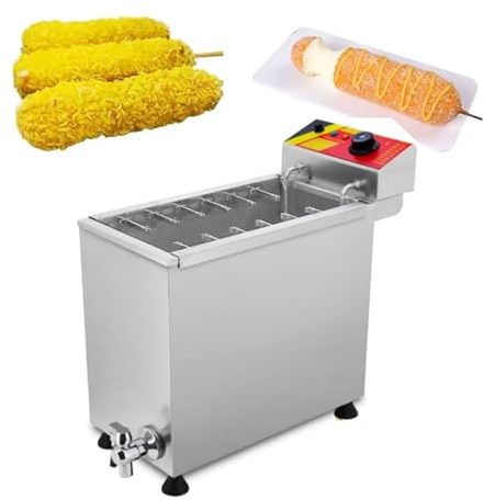 Friggitrice Commerciale Per Corn Dog, Macchina Per La Produzione Di Bastoncini Di Hot Dog Al Formaggio Da 25 Litri, Macchina Per Cucinare Prosciutto Elettrica Regolabile Da 200 ℃, Per Ristorante