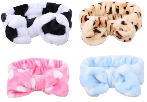 FRCOLOR 4piezas Diadema De Maquillaje Bandas Elásticas Para Mujeres y Niñas Diadema Cosmética Pañuelo Cabeza