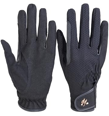 Harrison Howard Women Horse Riding Gloves Comfortable Grip for Gardening, Running Lightweight Equestrian Riding Gloves Black L
