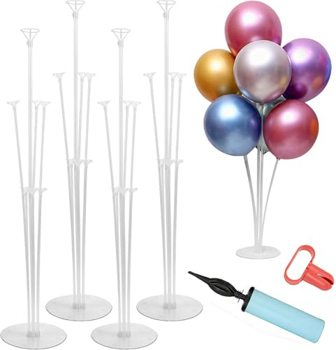 Förpackning med 4 ballongstativ, ballongstativ, ballongstativ för ballonger för festdekoration, födelsedag, bröllopsdekoration, återanvändbar